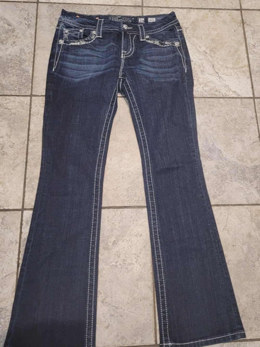 Miss Me Rhinestones Jeans**Mid Rise**Easy Boot** - Picture 5 of 11